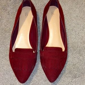 Maroon flats with fringe